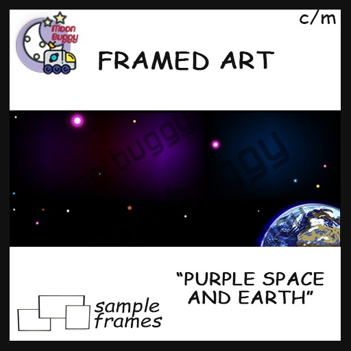 Moon Buggy Framed Science Fiction Fantasy Art Purple Space and Earth