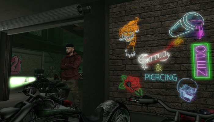 !V Neon Tattoo Sign