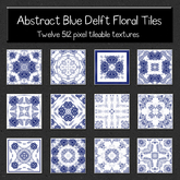*Wallflowers* Abstract Blue Delft Floral Tiles