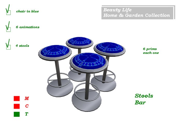 Stool bar blue x 4