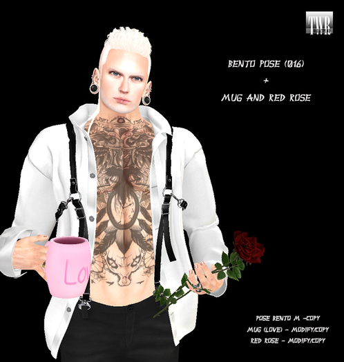 ::TWR::BENTO POSE (016)M + MUG and RED ROSE