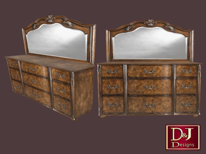 D&J Antiq drawer w/mirror