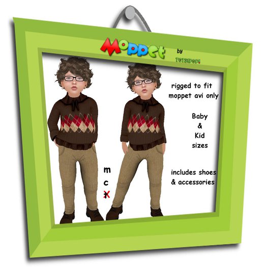 Moppet Wool Pants Argyle Sweater Set