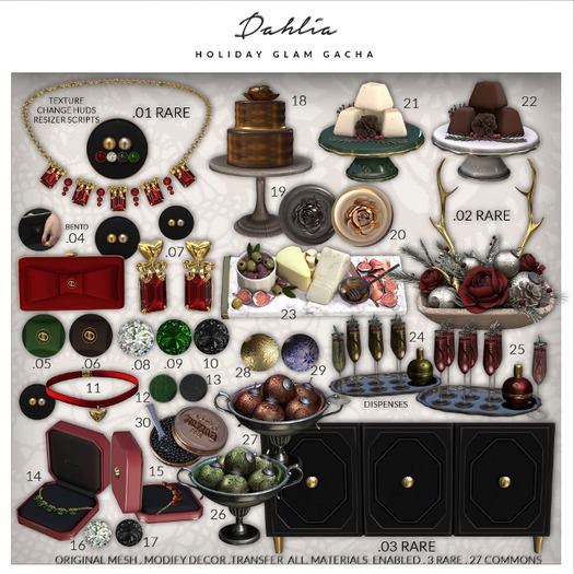 Dahlia - Holiday Glam - Buffet Table - .03 (REZ) RARE