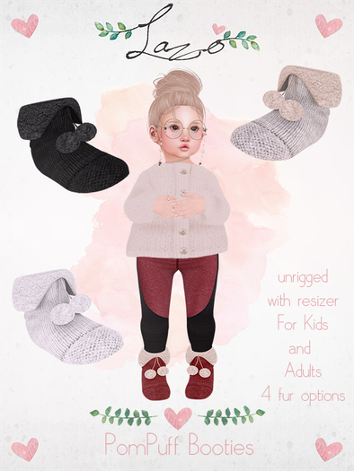 ~Lazo - PomPuff Booties - 2