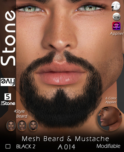 5 Five Stone Mesh Beard A 014 Black 2