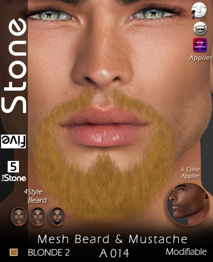 5 Five Stone Mesh Beard A 014 Blonde 2