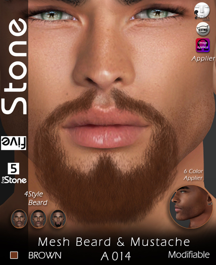 5 Five Stone Mesh Beard A 014 Brown