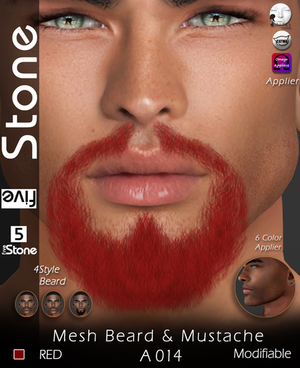 5 Five Stone Mesh Beard A 014 Red