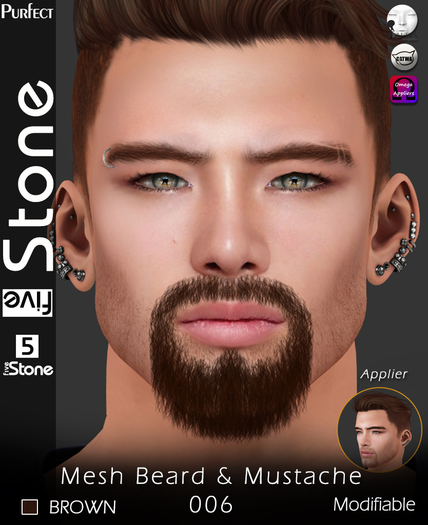 Five Stone (Purfect) Mesh Beard 006 BROWN