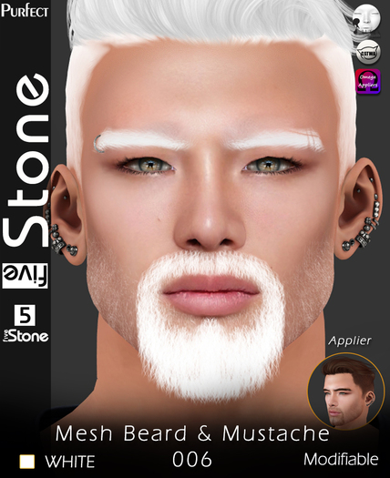 Five Stone (Purfect) Mesh Beard 006 WHITE