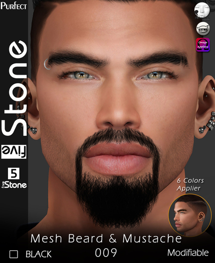 Five Stone (Purfect) Mesh Beard 009 Black
