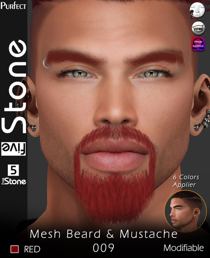 Five Stone (Purfect) Mesh Beard 009 Red