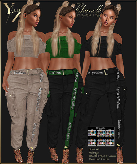 YELIZ MESH "CHANELLE" TOP and CARGO-PANT with HUD