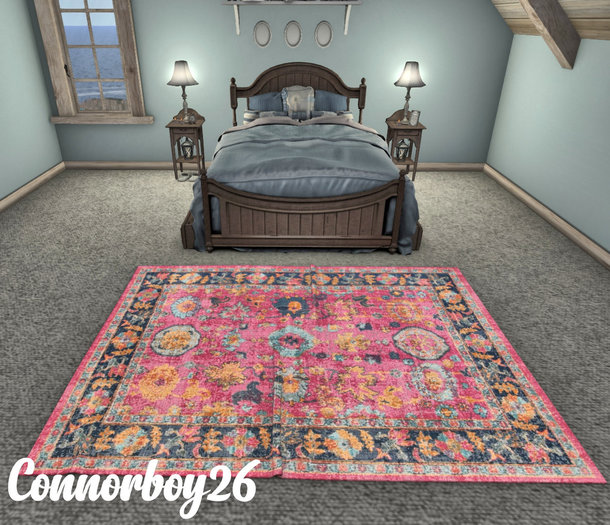 CB26 FLOOR RUG MESH PINK FADED VICTORIAN FLORAL