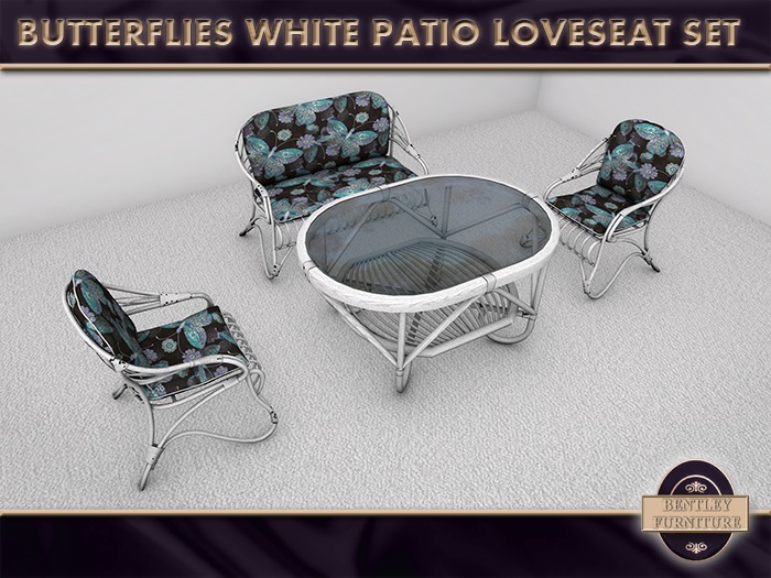 Butterflies White Patio Table Set - PG Version - BOXED
