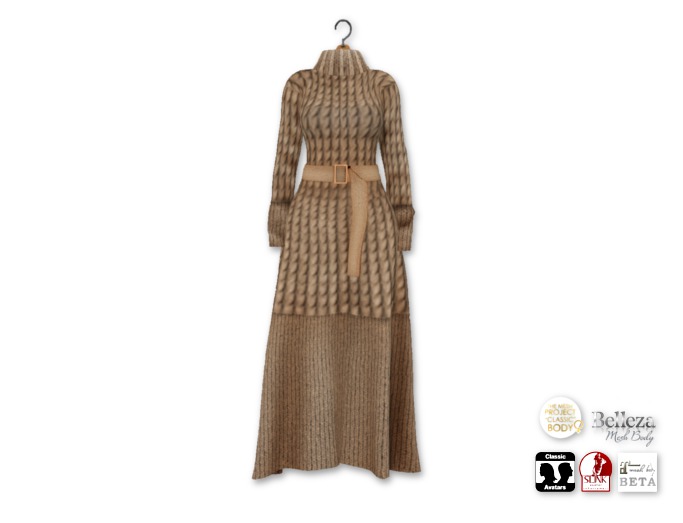 {amiable}Mesh Cable Knit Maxi One-piece03