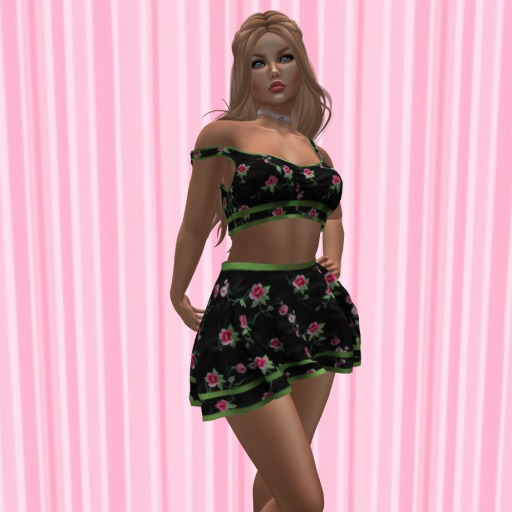 Flowered Green Skirt/Top LWD Bag