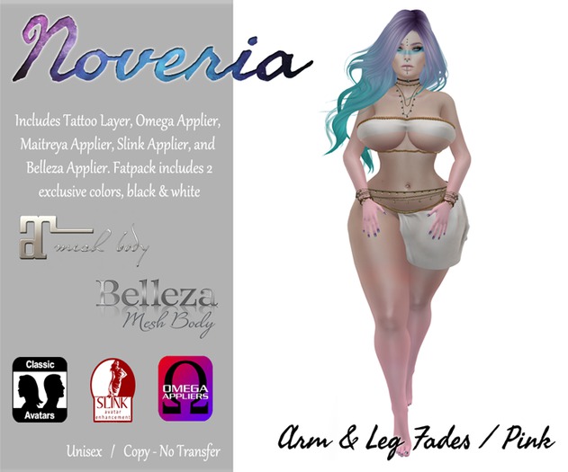 Noveria - Arm & Leg Fades Tattoo / Pink - Click To Unpack