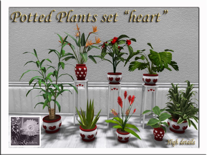 C*Potted  Plants set Heart