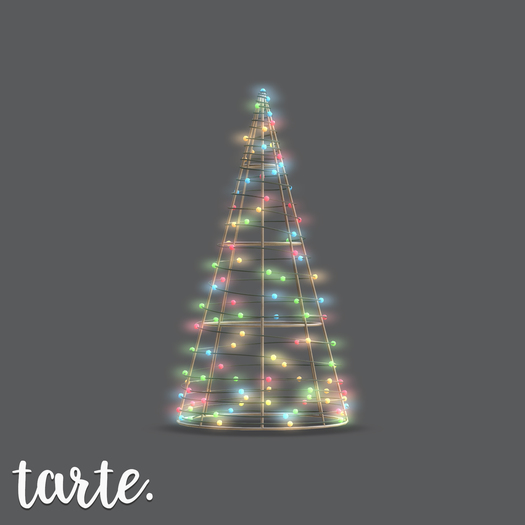 tarte. tomato cage tree (colored lights)