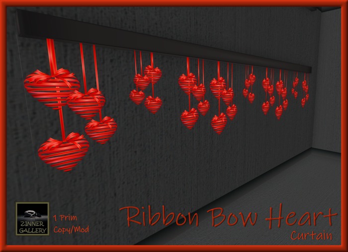 Zinner Shapes & Gallery - Ribbon Bow Heart Curtain 