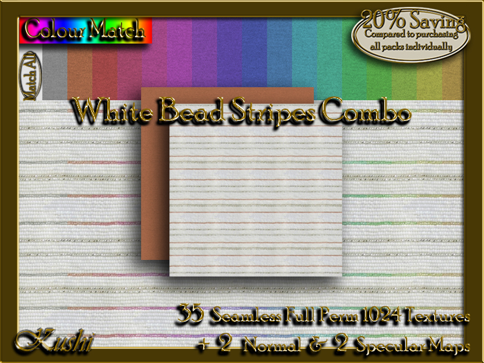 White Bead Stripes Combo Textures
