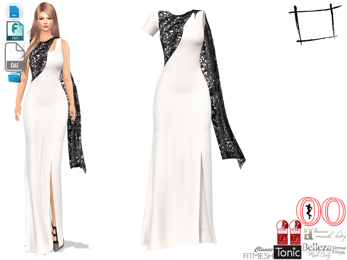 Dae Obj FBX Women's Over Shoulder Shawl Dress Slink, Belleza, Maitreya, Tonic, Ocacin Standard