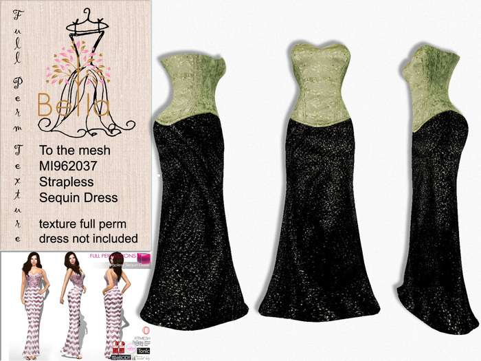 BELLA texture full perm 4k - MI960063 Strapless Sequin Dress