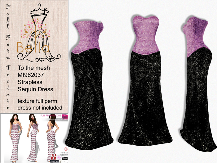 BELLA texture full perm 4j - MI960063 Strapless Sequin Dress