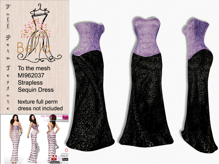 BELLA texture full perm 4i - MI960063 Strapless Sequin Dress