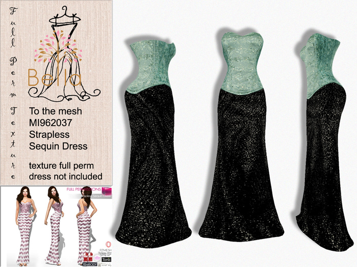 BELLA texture full perm 4f - MI960063 Strapless Sequin Dress