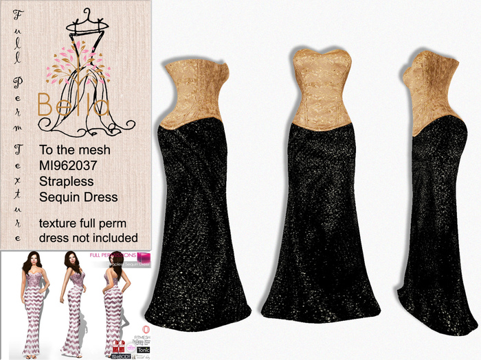 BELLA texture full perm 4e - MI960063 Strapless Sequin Dress