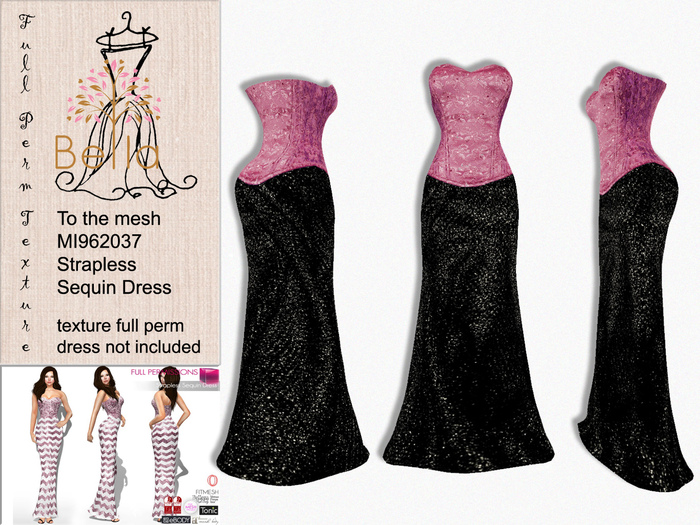 BELLA texture full perm 4d - MI960063 Strapless Sequin Dress