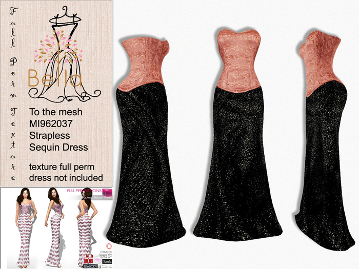 BELLA texture full perm 4 - MI960063 Strapless Sequin Dress