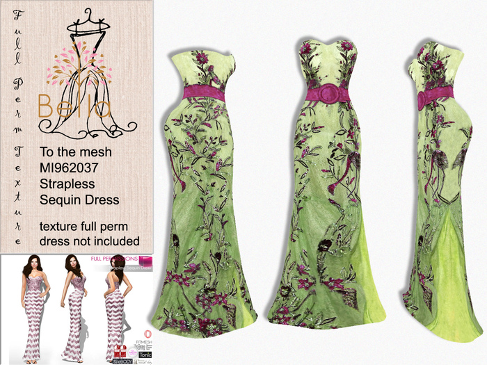 BELLA texture full perm 2e - MI960063 Strapless Sequin Dress