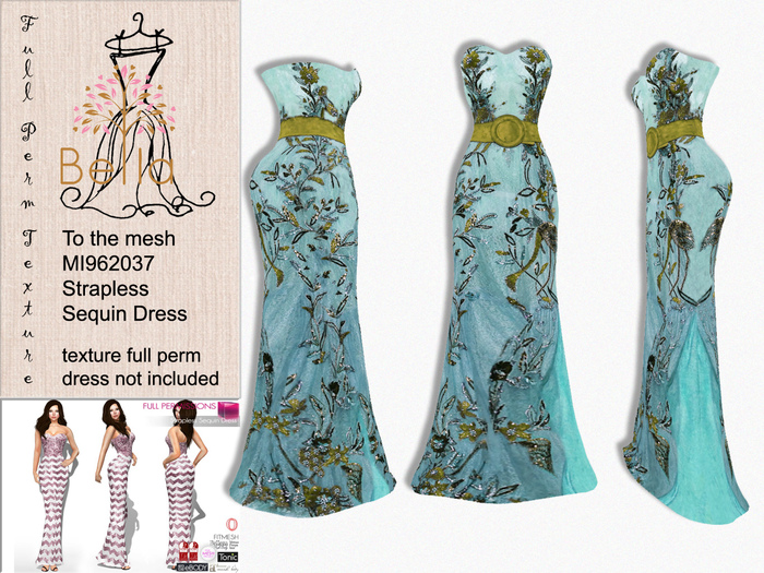 BELLA texture full perm 2d - MI960063 Strapless Sequin Dress