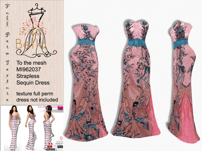 BELLA texture full perm 2b - MI960063 Strapless Sequin Dress