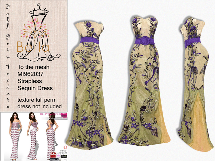 BELLA texture full perm 2 - MI960063 Strapless Sequin Dress