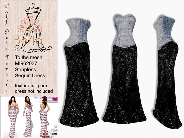 BELLA texture full perm 4g - MI960063 Strapless Sequin Dress