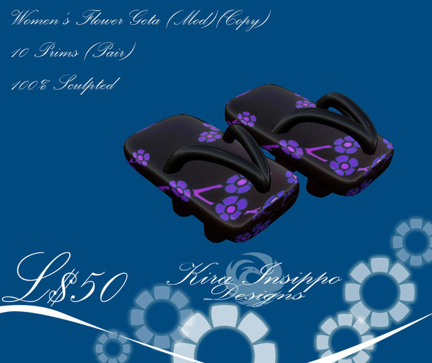 Purple Flower Women's Sculpted Geta by KID (Mod)(Copy)(Box)