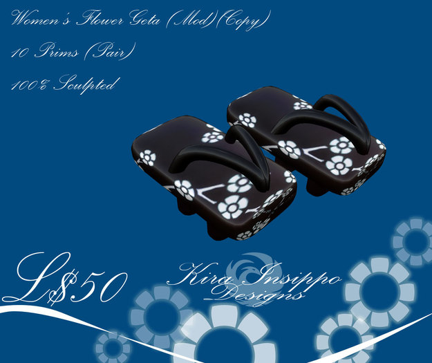 White Flower Women's Sculpted Geta by KID (Mod)(Copy)(Box)