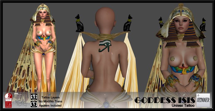 Zinner Shapes - Goddess Isis Unisex Tattoo 