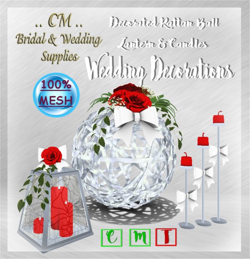 {SE} Wedding Decor - Rattan Ball - Red