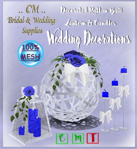 {SE} Wedding Decor - Rattan Ball -Blue