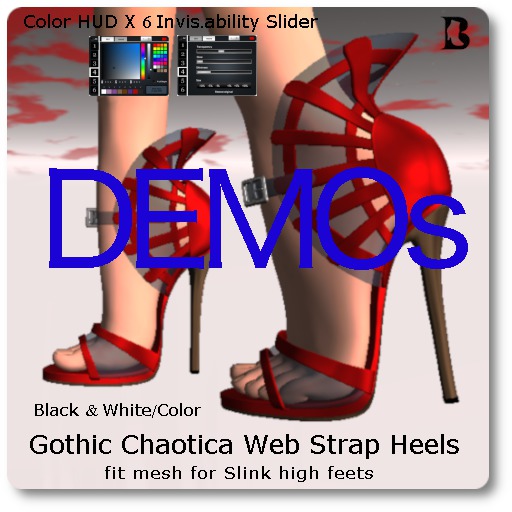 Gothic Chaotica Web Heels Blk & Wht/Color Slink DEMO