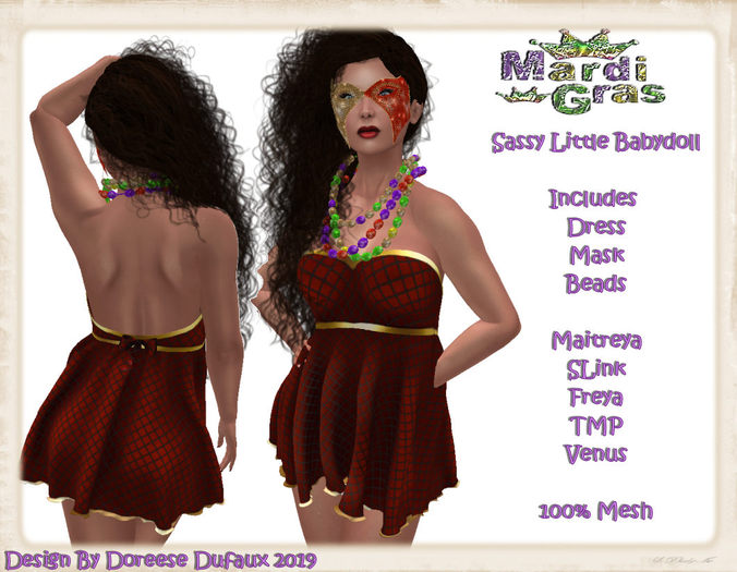 MARDI GRAS SASSY BABYDOLL RED NET BOX