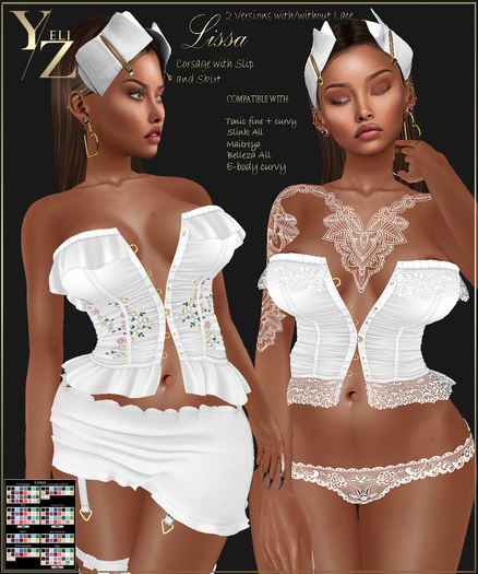 YELIZ MESH "LISSA" CORSAGE SLIP SKIRT with HUD -DEMO-