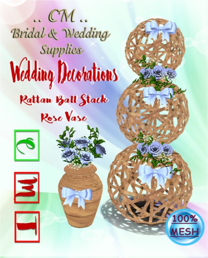 {SE} Wedding Decor - Rattan Ball V2  Natural Blue