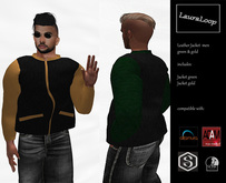 LauraLoop Leather Jacket Men green & gold